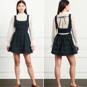 Hill House Home The Cher Mini Dress Blackwatch Tartan Small Plaid Blue Green